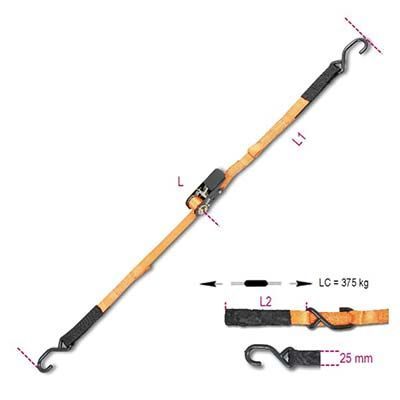 CINGHIA A TRAZIONE 2 GANCI + ASOLE + CRIC 8188CG ROBUR H. MM 25 KG 400