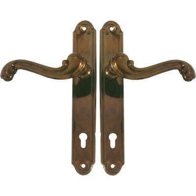 MANIGLIA BAROCCO PLACCA FORO SAGOMATO OTTONE BRONZATA Q8 I.MM 90 IN CONF DA 2 PZ