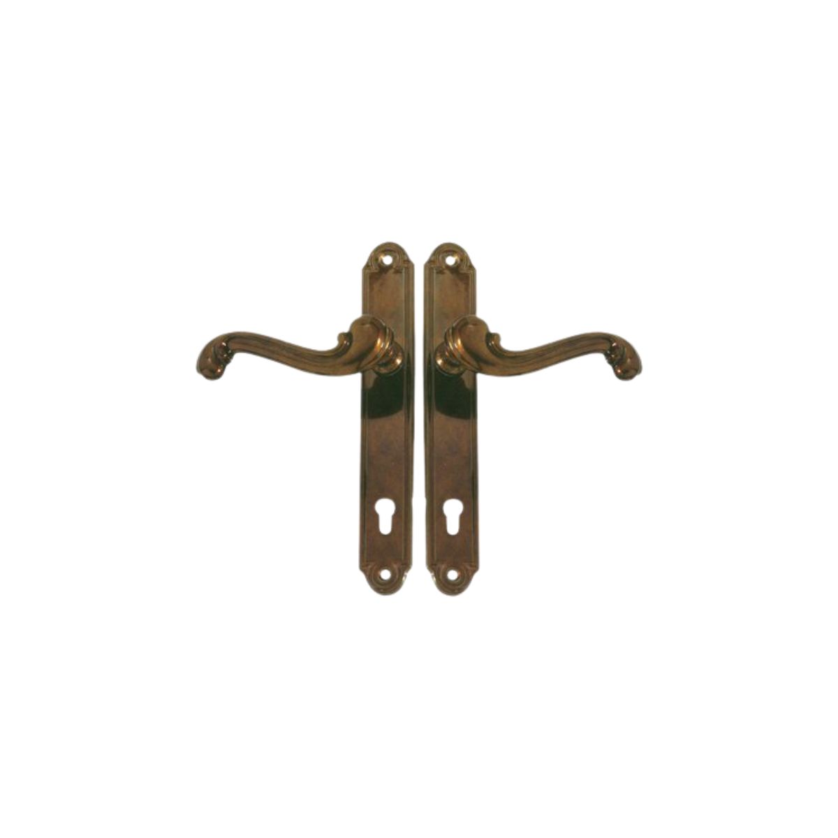 MANIGLIA BAROCCO PLACCA FORO SAGOMATO OTTONE BRONZATA Q8 I.MM 90 IN CONF DA 2 PZ