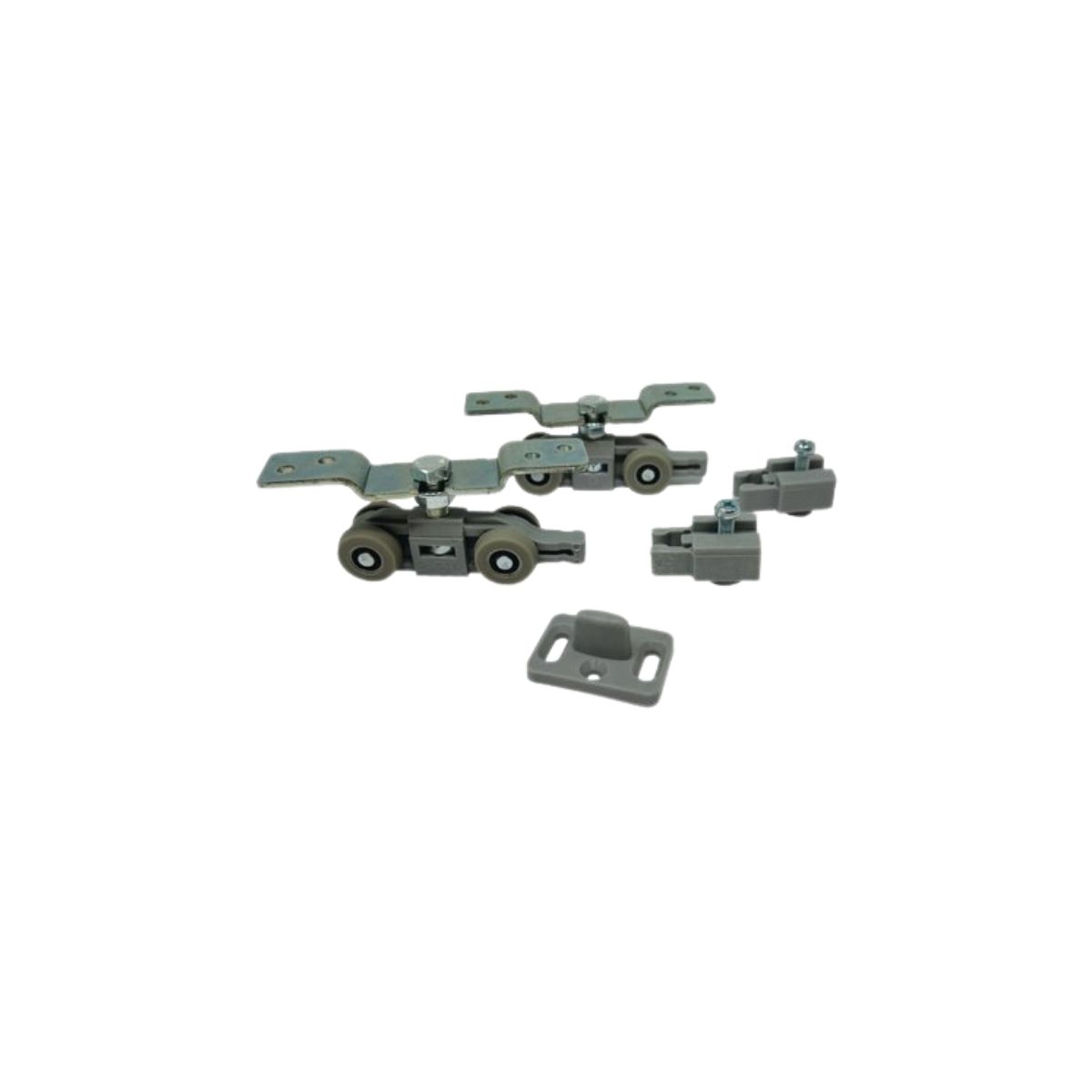 KIT CARRELLI SCORREVOLI 1400/07 OMGE PER BINARIO 1400 – 2 CARRELLI + 2 FERMI + 1 PINNA