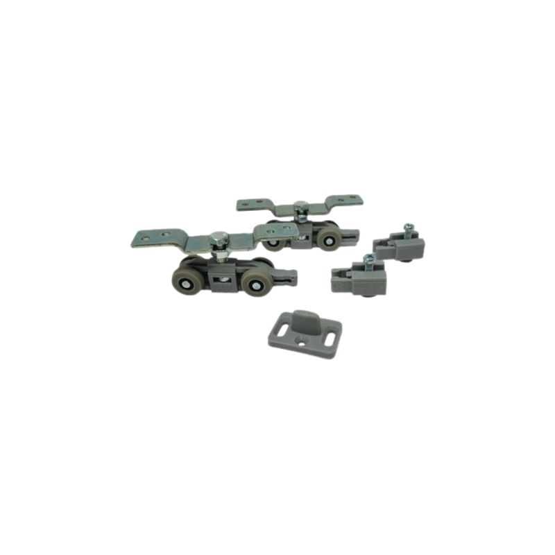 KIT CARRELLI SCORREVOLI 1400/07 OMGE PER BINARIO 1400 – 2 CARRELLI + 2 FERMI + 1 PINNA