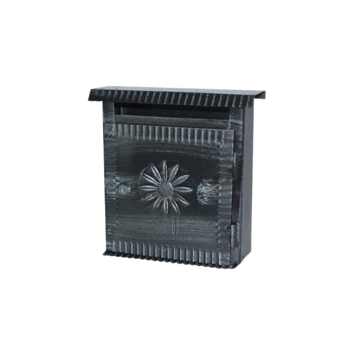 CASSETTA POSTALE MARGHERITA| ACCIAIO VERN NERO/ARGENTO | MM 220×80 | H 280 MM