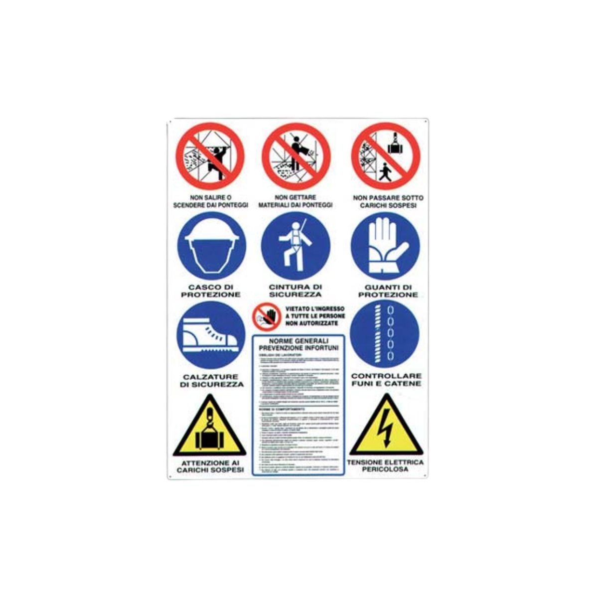 TARGA SEGNALETICA OBBLIGHI E DIVIETI CANTIERE | CM 60X80 | PP