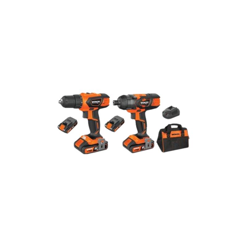 TRAPANO + AVVITATORE IMPULSI BATTERIA GP20V 628002 WOKIN| VOLT 20X2 AH 2,0 1/4" + BORSA