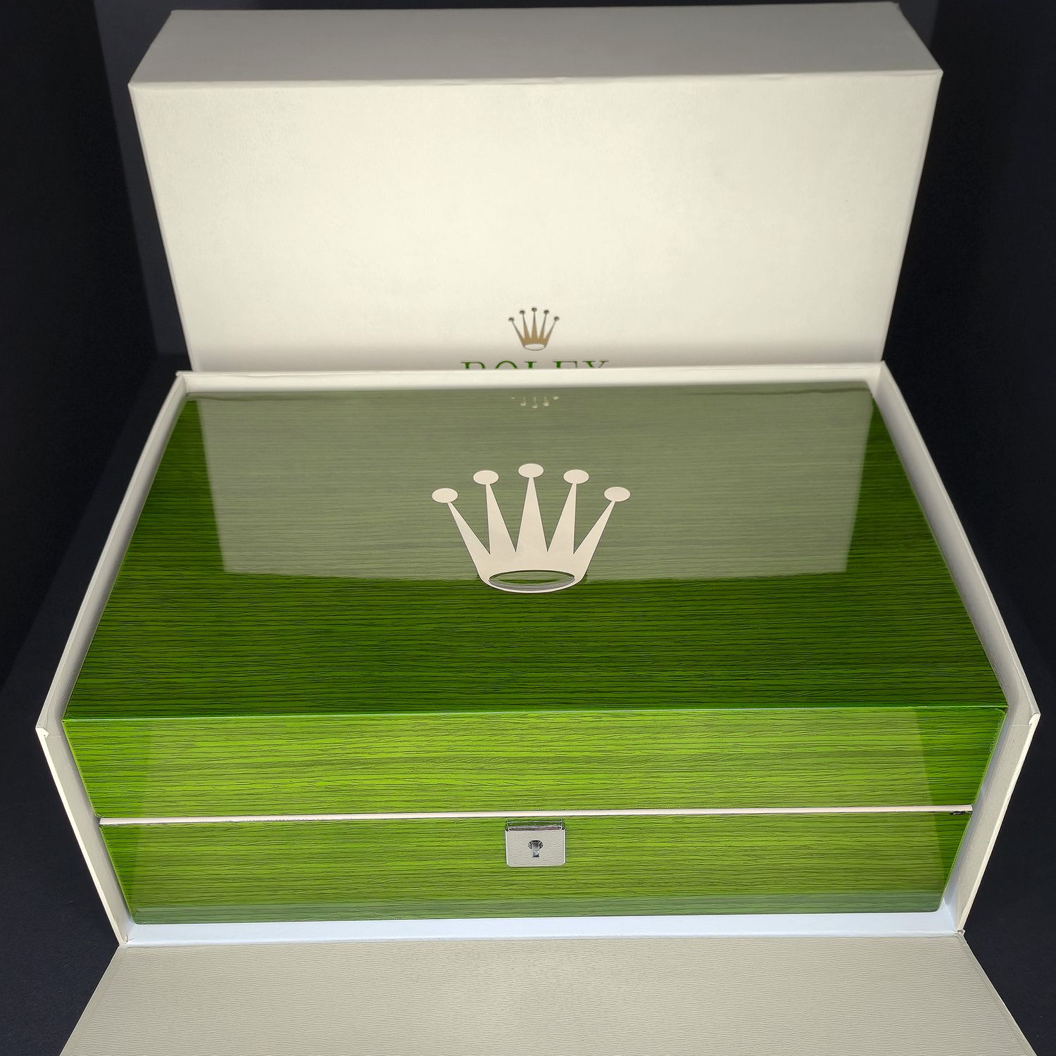 ​Rolex Green Large Locking Presentation Box W/Key - Holds and Stores 10 Watches​