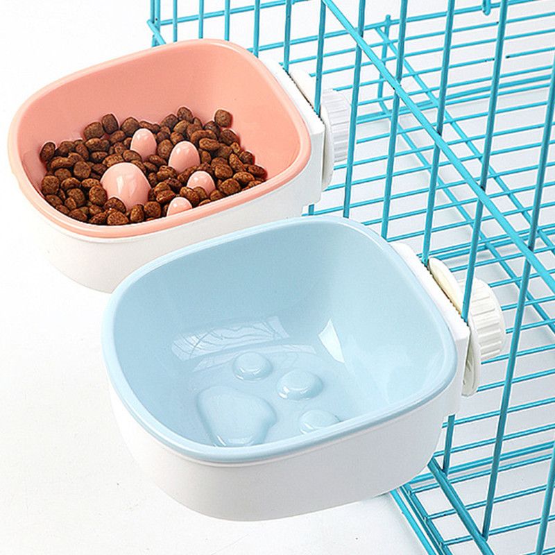Pet Dog Hanging Slow Feeding Bowl Water Drinking Feeder