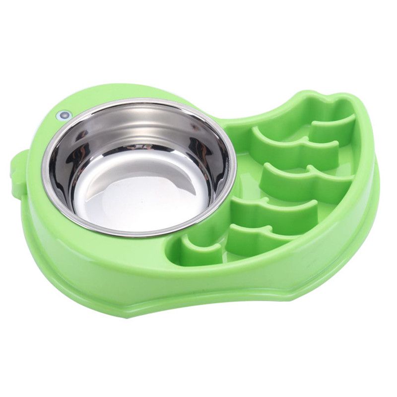 Pet Stainless Steel Food Bowls Dog Cat Slow Feeder
