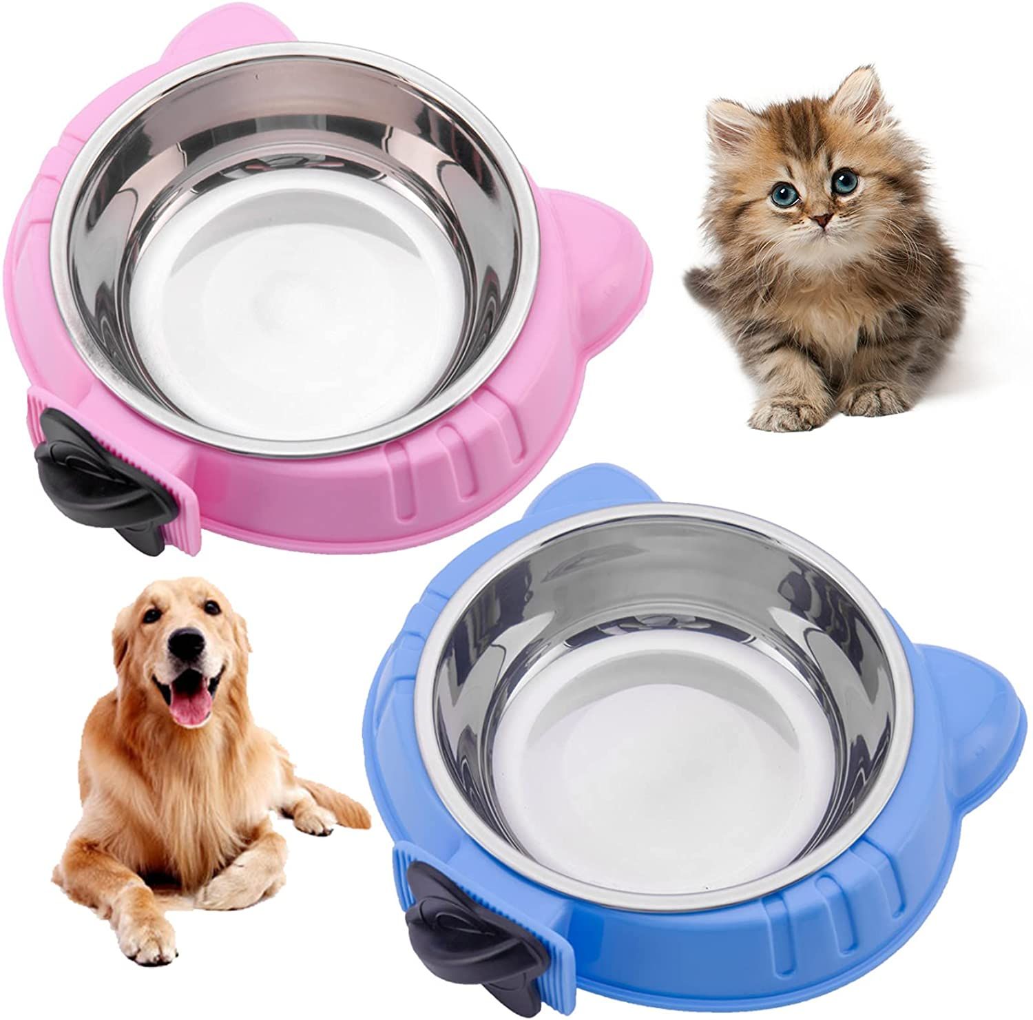Cage Removable Hanging Pet Dog Cat Stainless Steel Food Water Bowls