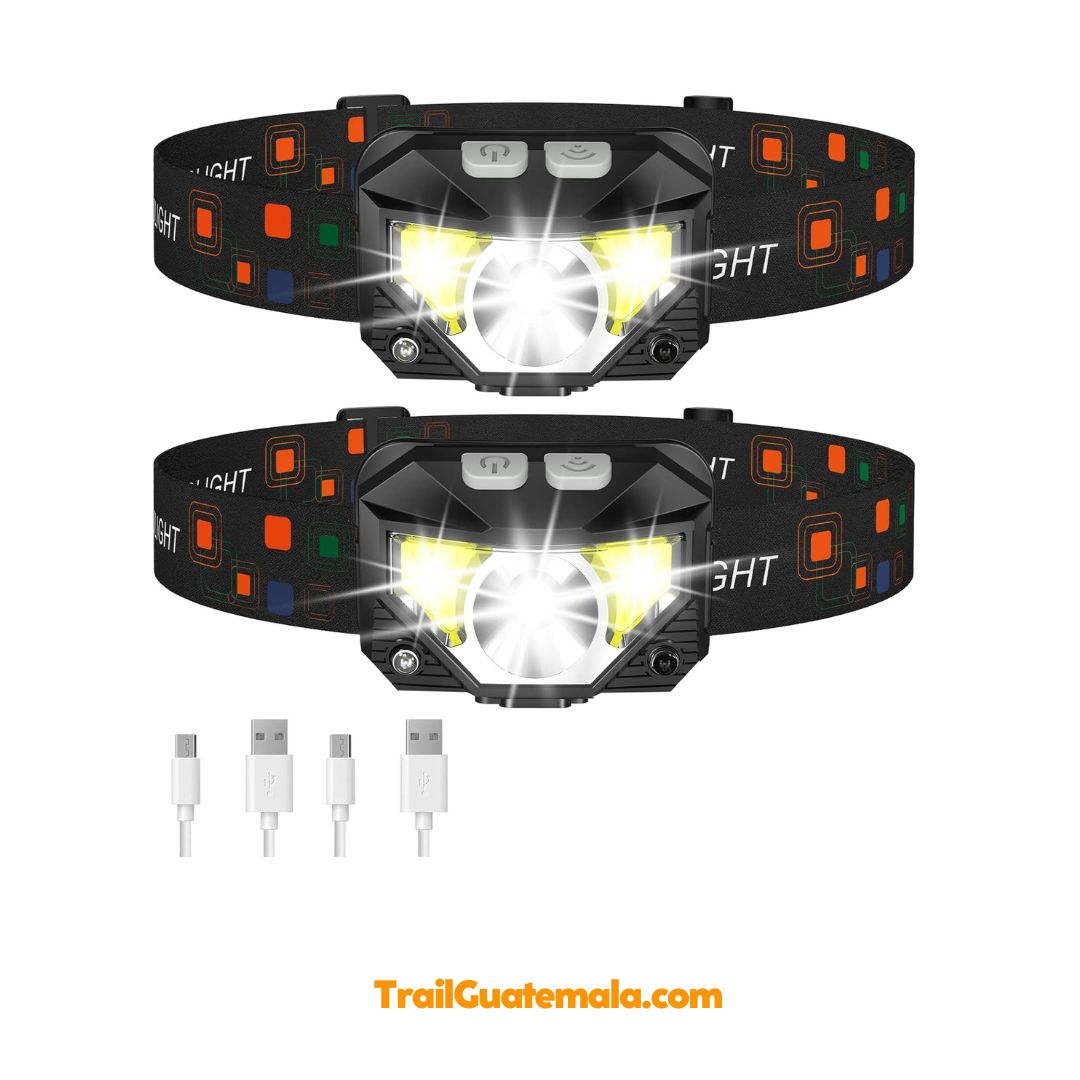 Linterna para cabeza recargable avanzada con sensor LED para trail running nocturno Guatemala