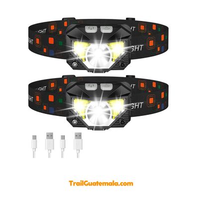 Linterna para cabeza recargable avanzada con sensor LED para trail running nocturno Guatemala