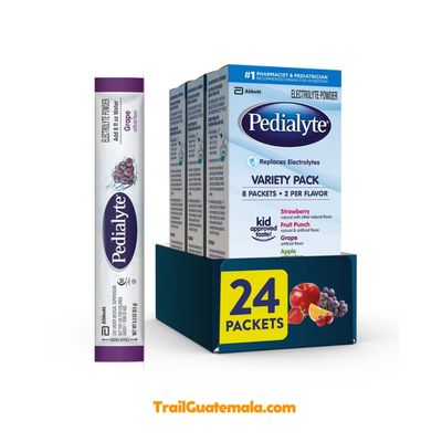 Pedialyte Electrolitos en polvo sobrecitos rehidratación rápida para trail en Guatemala