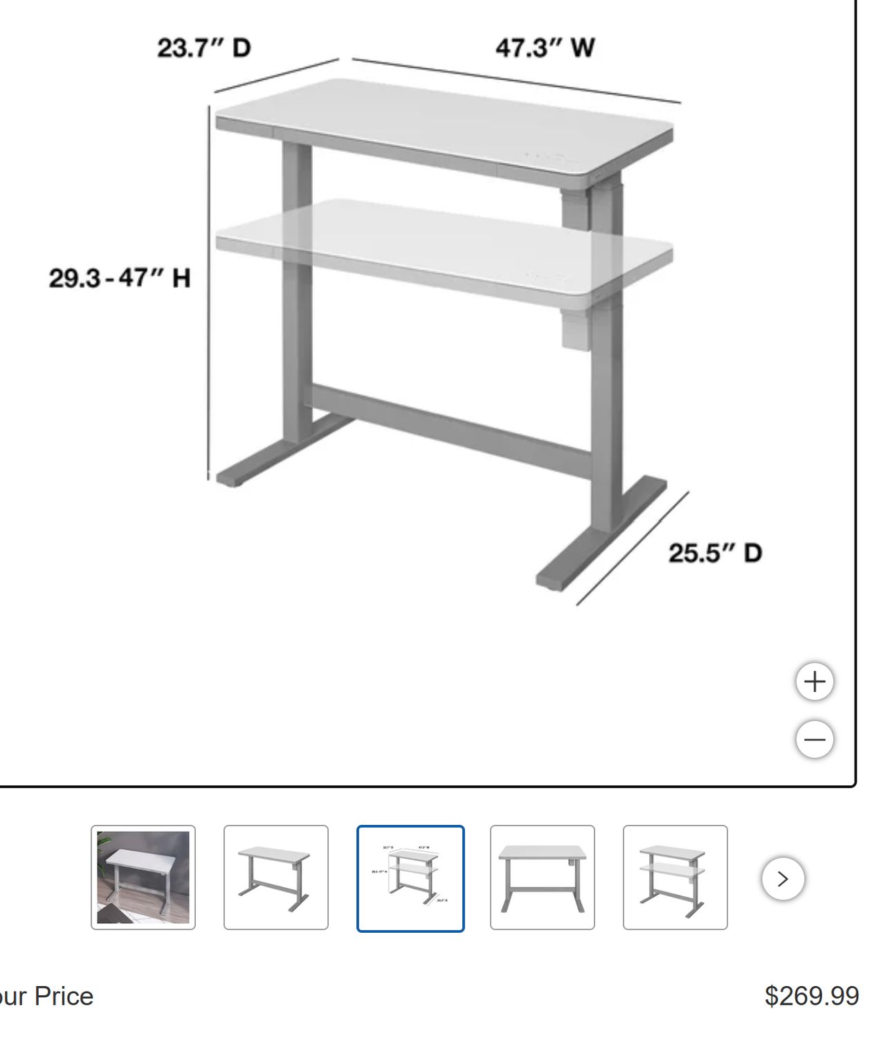 GELLER 47&quot; SIT/STAND DESK RETAIL $270