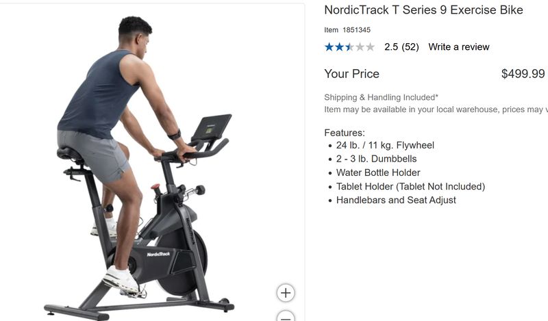 NordicTrack T Series 9 Exercise Bike Retail $500