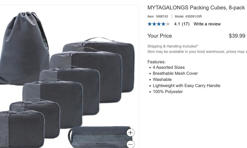 PACKING CUBES 8 PACK RETAIL $40