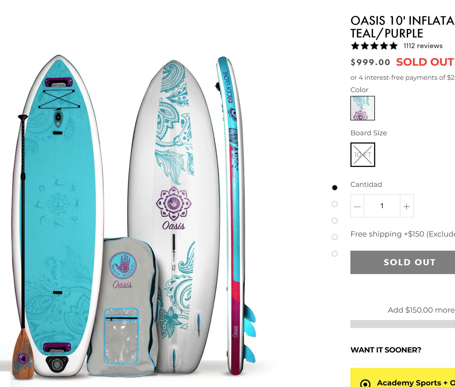 BODY GLOVE PERFORMER Paddle Board Retail $400