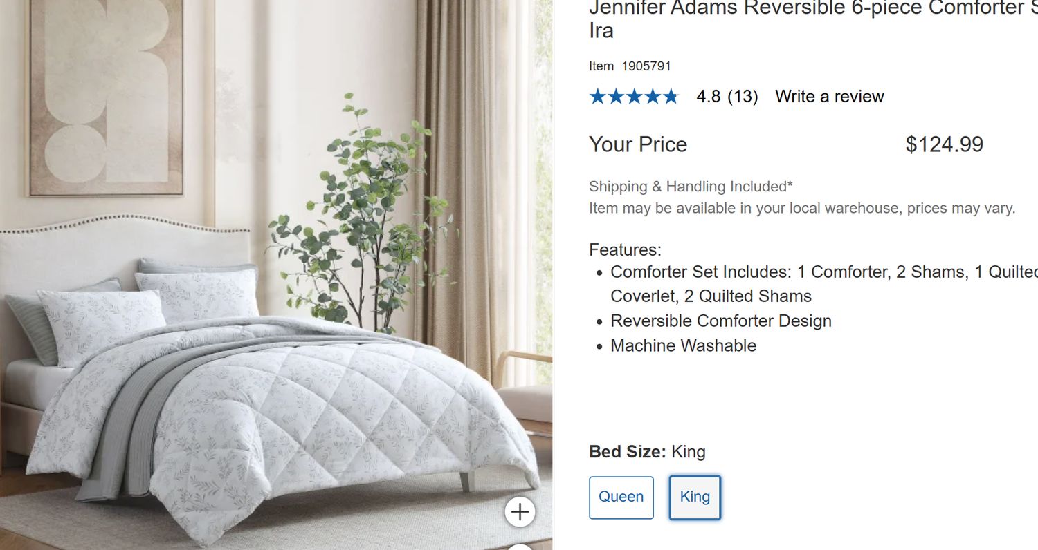 Jennifer Adams Reversible 6-piece Comforter Set King Retail $125