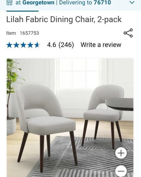 LILAH FAB DIN CHAIR 2PK RETAIL $199