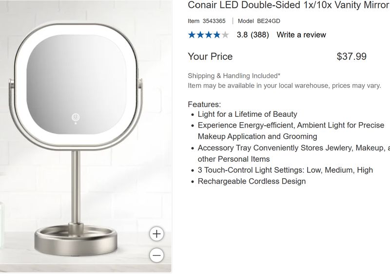 CONAIR VANITY MIRROR RETAIL $38