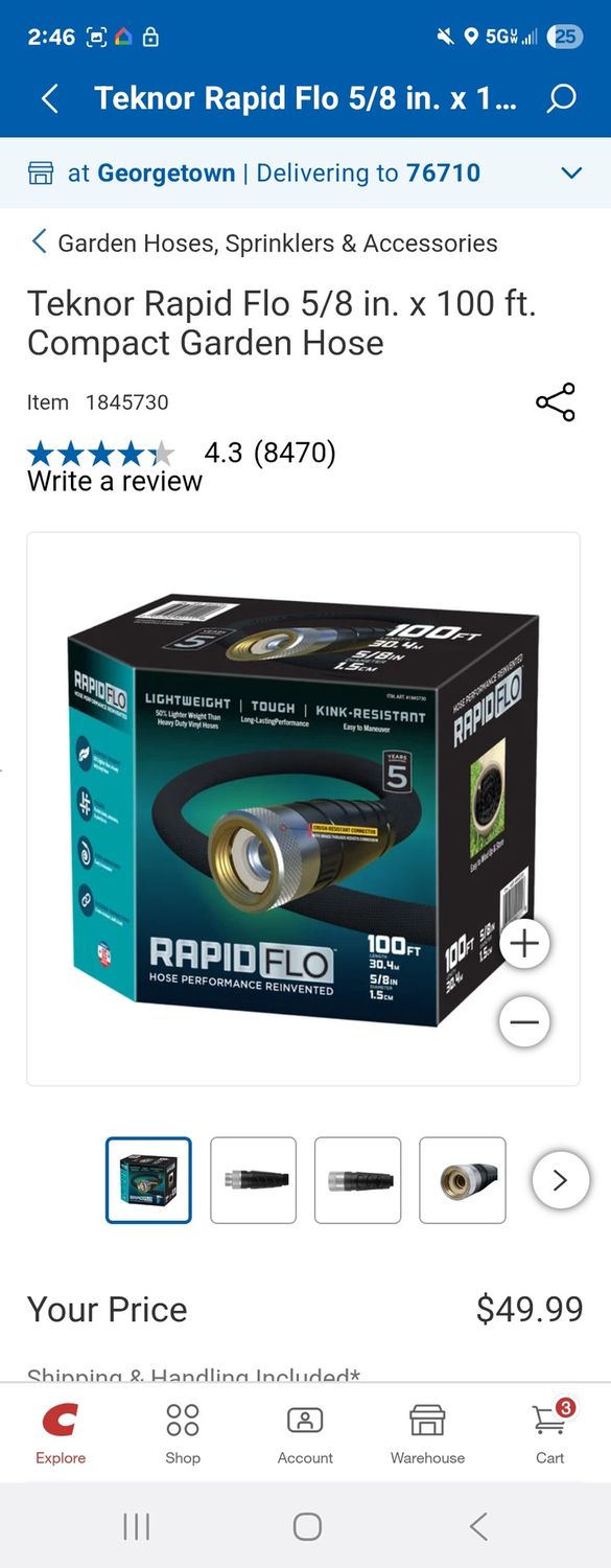 RAPID FLO GARDEN HOSE RETAIL $55