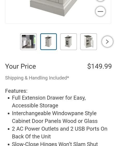 Tresanti Sloane Chairside Table with Power RETAIL $149