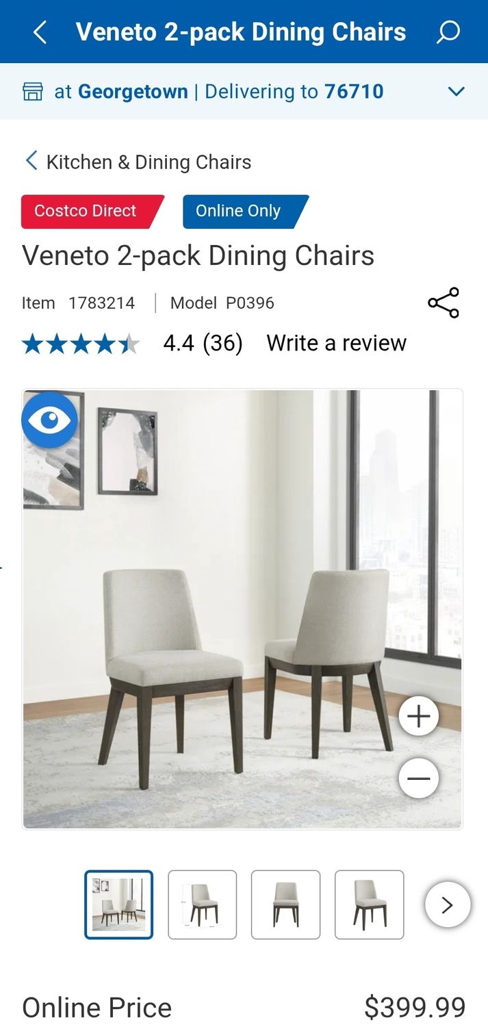 VENETO 2PK OF CHAIRS Retail $400