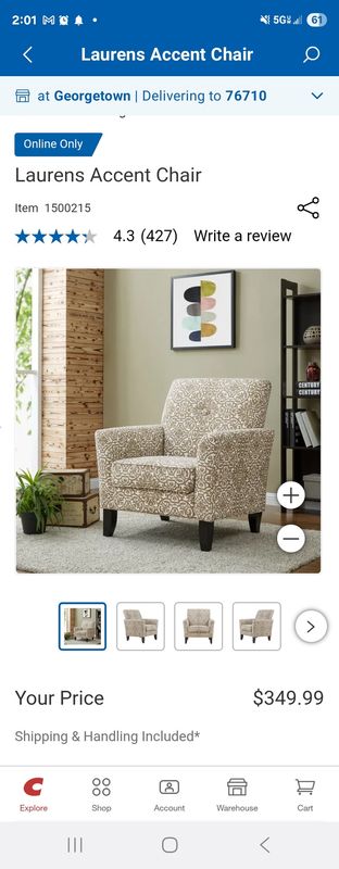 LAURENS ARMCHAIR Retail $350
