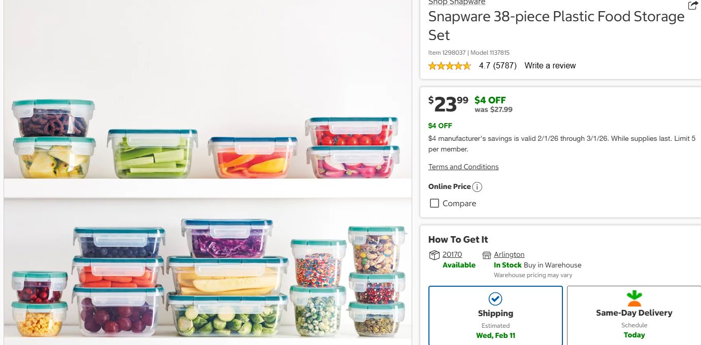 SNAPWARE 38 PC PLASTIC RETAIL $31