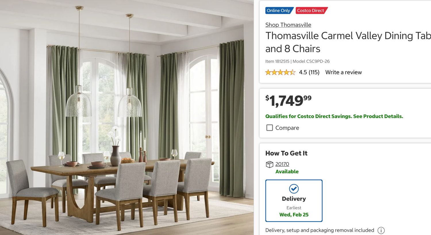 CARMEL VALLEY 9PC DIN SET Retail $1750