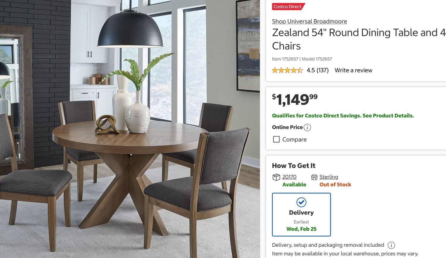 ZEALAND 5PC DINING SET Retail $1150