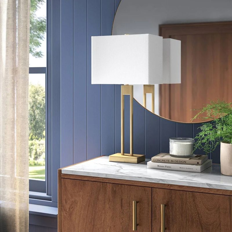 Window Pane Table Lamp with USB Brass - Threshold