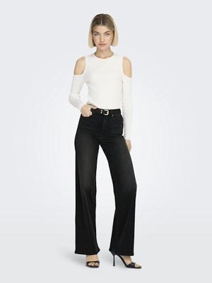 ONLY MADISON BLUSH HIGH WAIST WIDE - WASHED BLACK DENIM