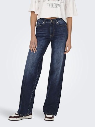 ONLY MADISON BLUSH HIGH WAIST WIDE - DARK BLUE DENIM
