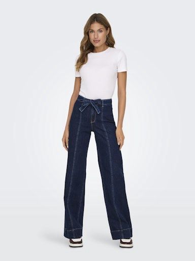 ONLY MADISON BLUSH HIGH WAIST  WIDE BELTED DENIM