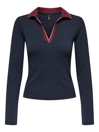 ONLY HADLEIGH LONG SLEEVE CONTRAST POLO