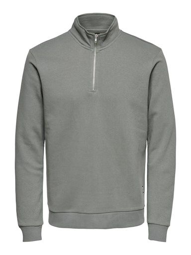 ONLY &amp; SONS CERES HALF ZIP SWEAT, Colour: CASTOR GREY, Size: S