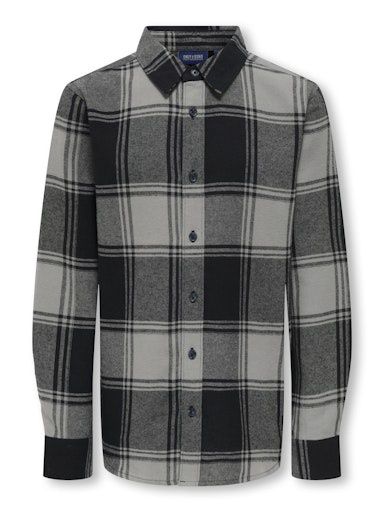ONLY &amp; SONS JR GUDMUND CHECKED SHIRT, Colour: GRIFFIN / BLACK CHECK, Size: 128 (8)