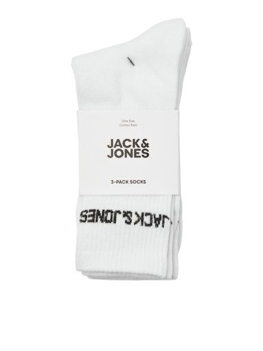 JACK &amp; JONES MELVIN TENNIS SOCK 3 PACK, Colour: WHITE, Size: OS