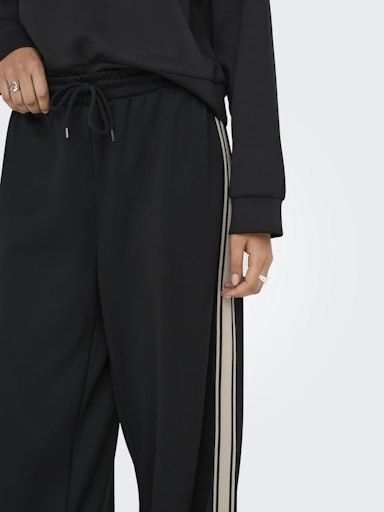 ONLY ASTA WIDE STRIPE PANT, Colour: BLACK / BIRCH STRIPES, Size: XS