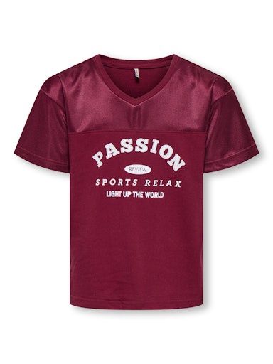 ONLY GIRLS LULUP  V-NECK SPORTY TOP JRS, Colour: CABERNET, Size: 122/128 (7/8)
