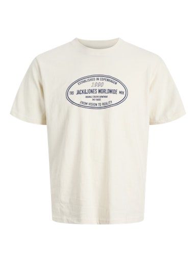 JACK &amp; JONES YORK FRONT TEE CREW NECK, Colour: ANTIQUE WHITE, Size: S