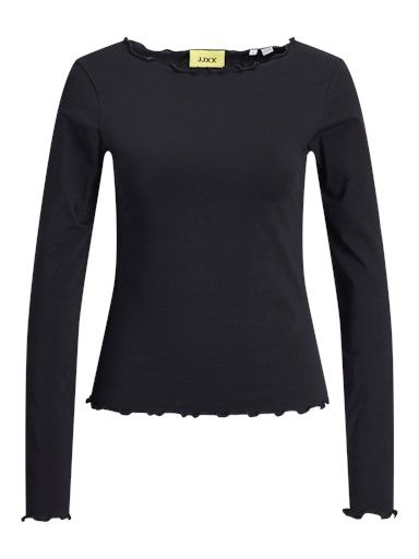 JJXX GIGI STR LONG SLEEVE BABYLOCK TEE, Colour: BLACK, Size: XS