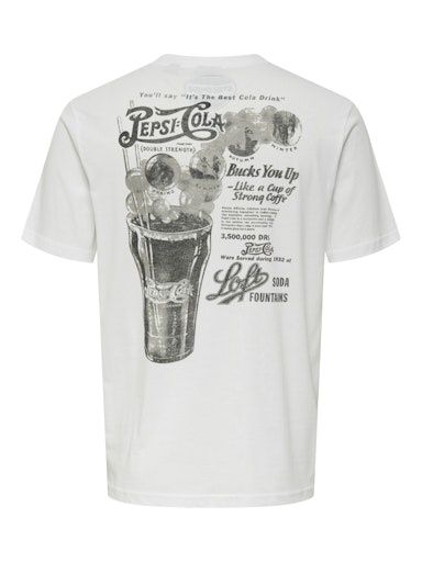 ONLY &amp; SONS PEPSI LIFE REG TEE, Colour: BRIGHT WHITE / PEPSI COLA, Size: S