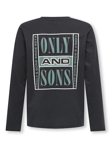 ONLY &amp; SONS JR ISAAC REG LS TEE JRS, Colour: BLACK / DEEP SEA, Size: 134/140 (9/10)