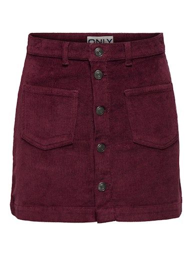 ONLY AMAZING GLOBAL HIGH WAIST CORD SKIRT, Colour: TAWNY PORT, Size: XS