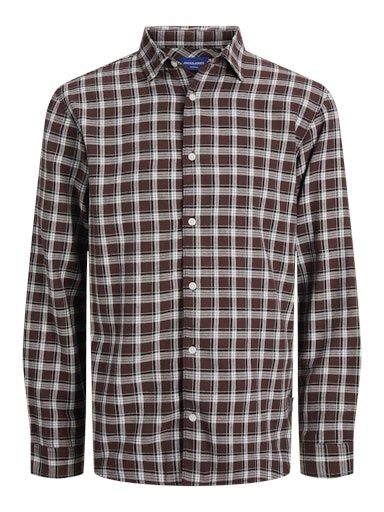 JACK &amp; JONES JOSHUA FLANNEL CHECK SHIRT, Colour: DEEP MAHOGANY, Size: S