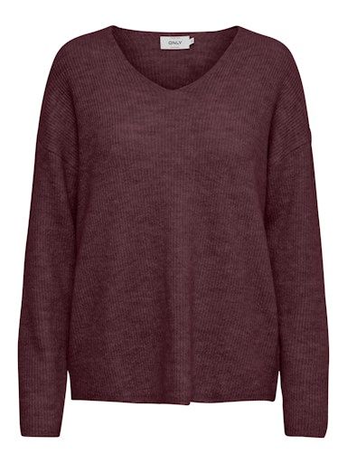 ONLY CAMILLA V-NECK L/S PULLOVER KNT, Colour: PORT ROYALE, Size: XS