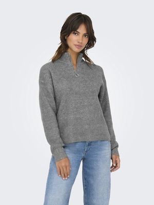 ONLY TOKYO SOLID ZIP PULLOVER KNIT