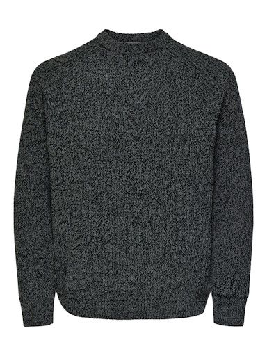 ONLY &amp; SONS JOIN RELAXED RAGLAN KNIT, Colour: BLACK GREY PINSTRIPE, Size: S