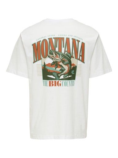 ONLY &amp; SONS SEB RELAXED TEE, Colour: BRIGHT WHITE / MONTANA, Size: S