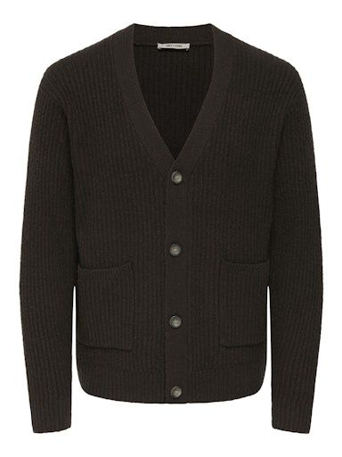 ONLY &amp; SONS FRAME RELAXED CARDIGAN KNIT, Colour: DEMITASSE, Size: S